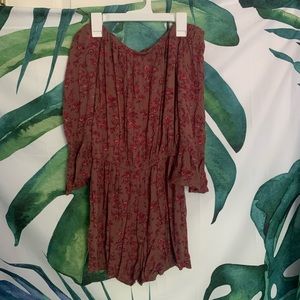 Off the Shoulder Pink Floral Romper